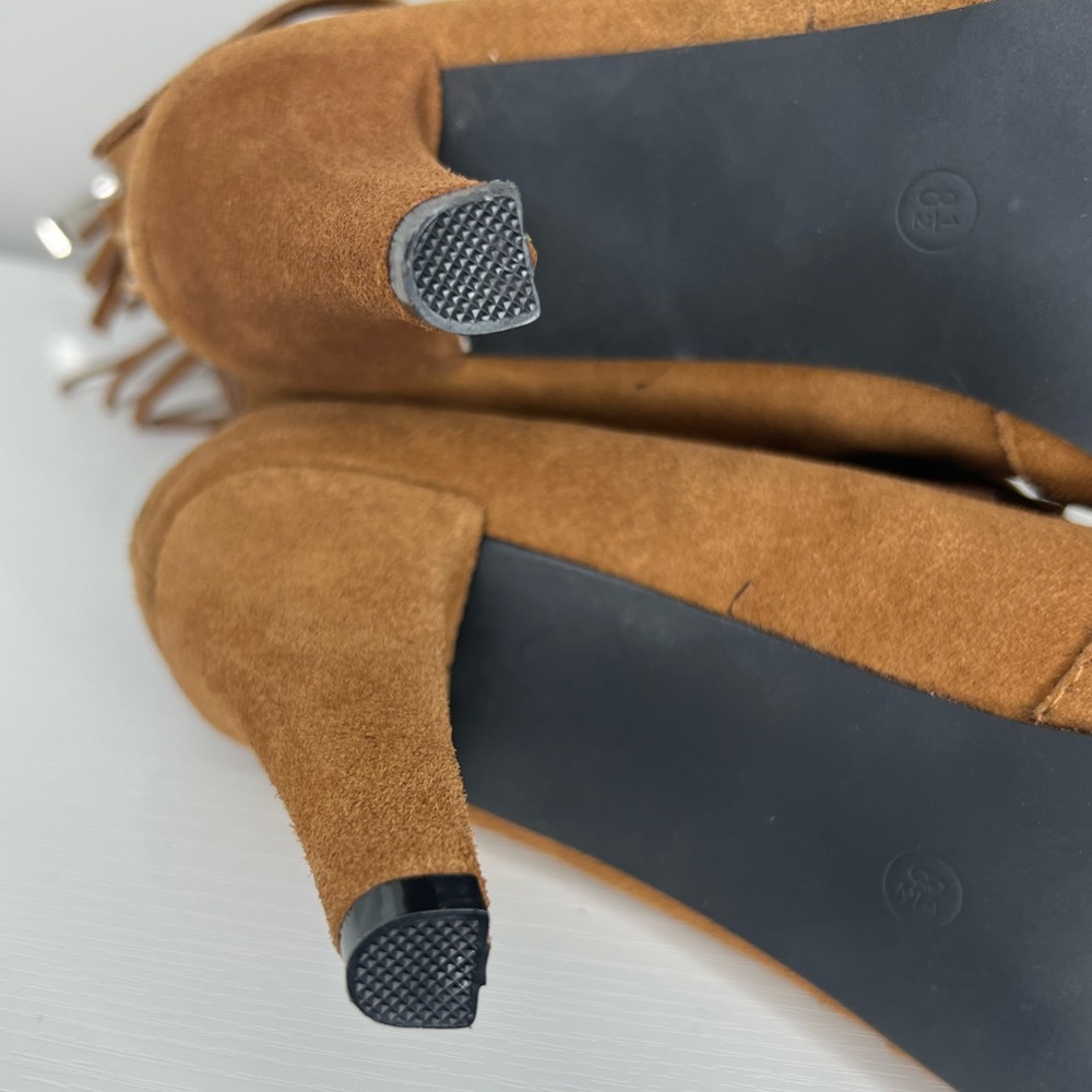 NEW Catherine Malandrino suede leather fringe heeled stiletto boots/festival. - Picture 5 of 14